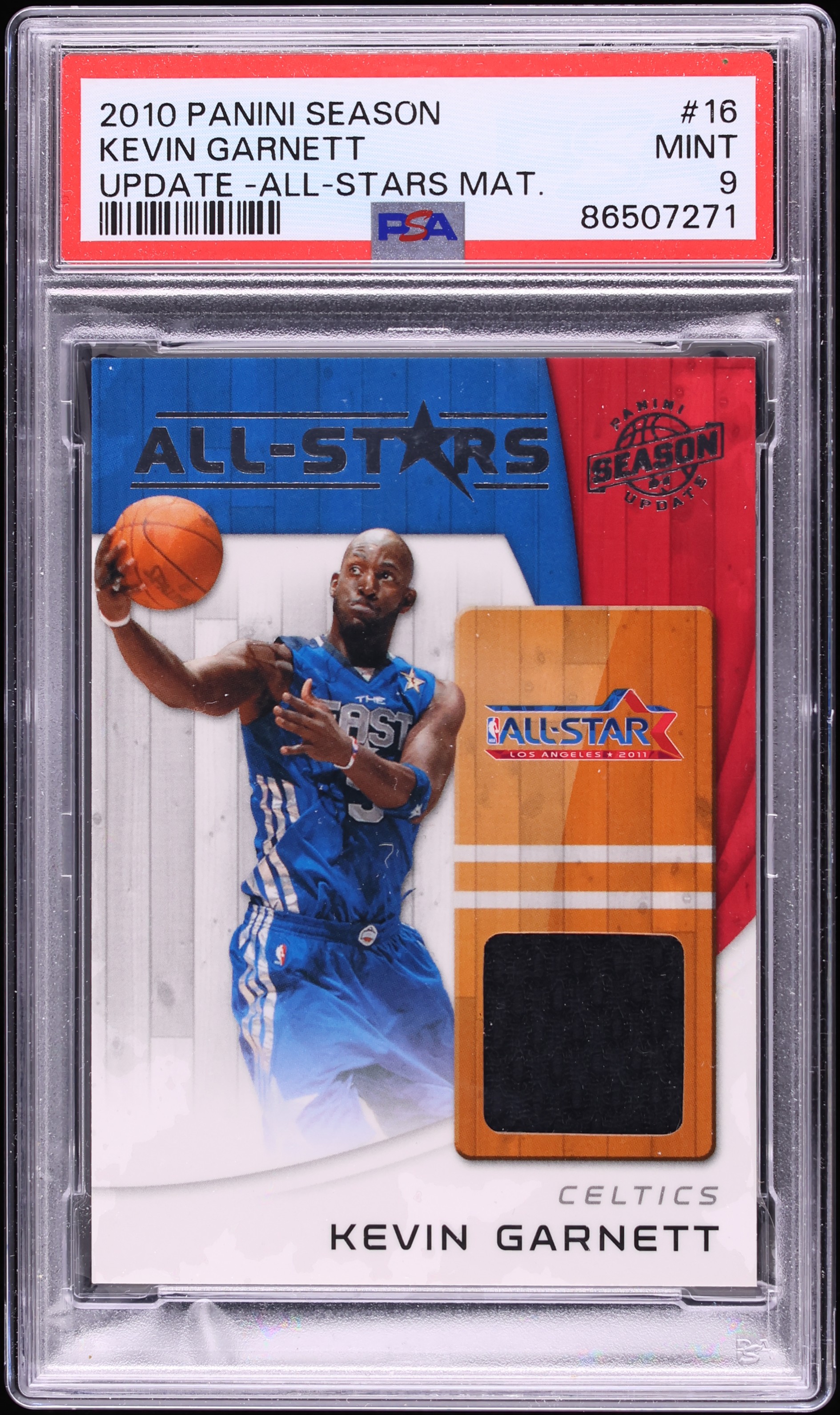 2010 Panini Season Update All-Stars Kevin Garnett PATCH #16 PSA 9