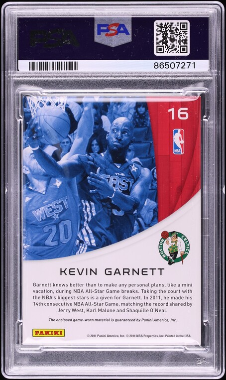 2010 Panini Season Update All-Stars Kevin Garnett PATCH #16 PSA 9