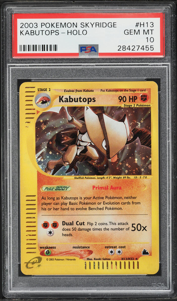2003 Pokemon Skyridge Holo Kabutops #H13 PSA 10 GEM MINT