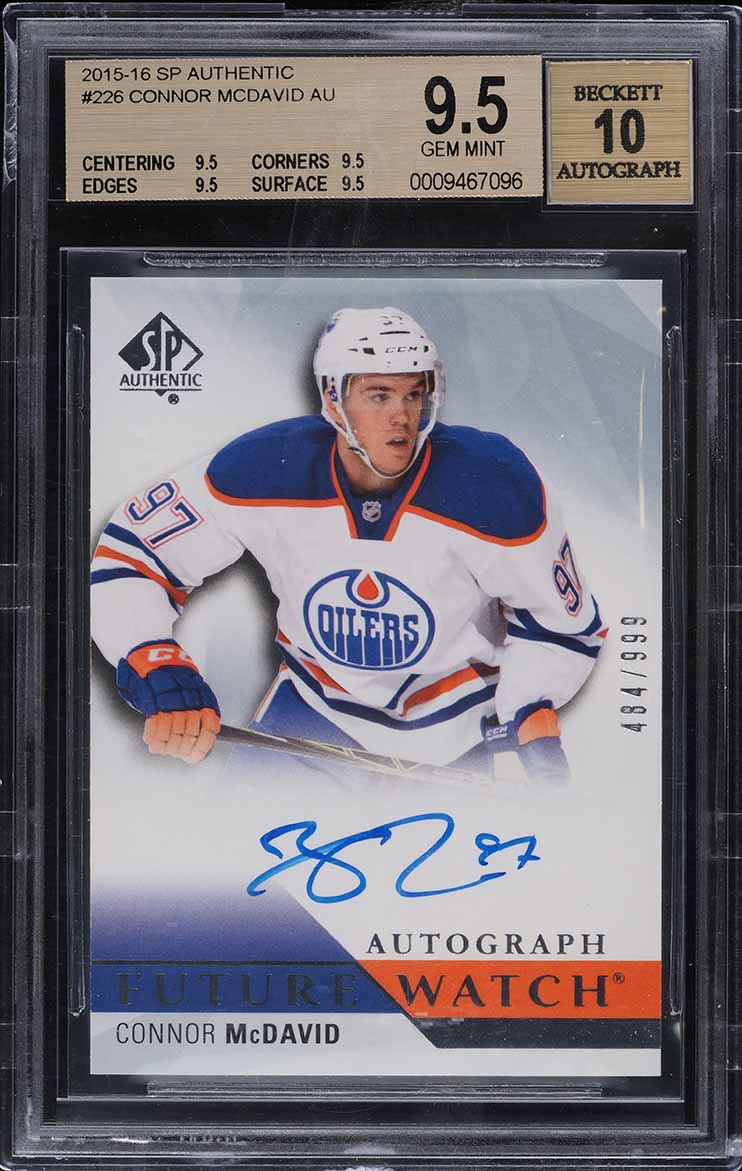 2015 SP Authentic Connor McDavid ROOKIE AUTO /999 #226 BGS 9.5 GEM MINT