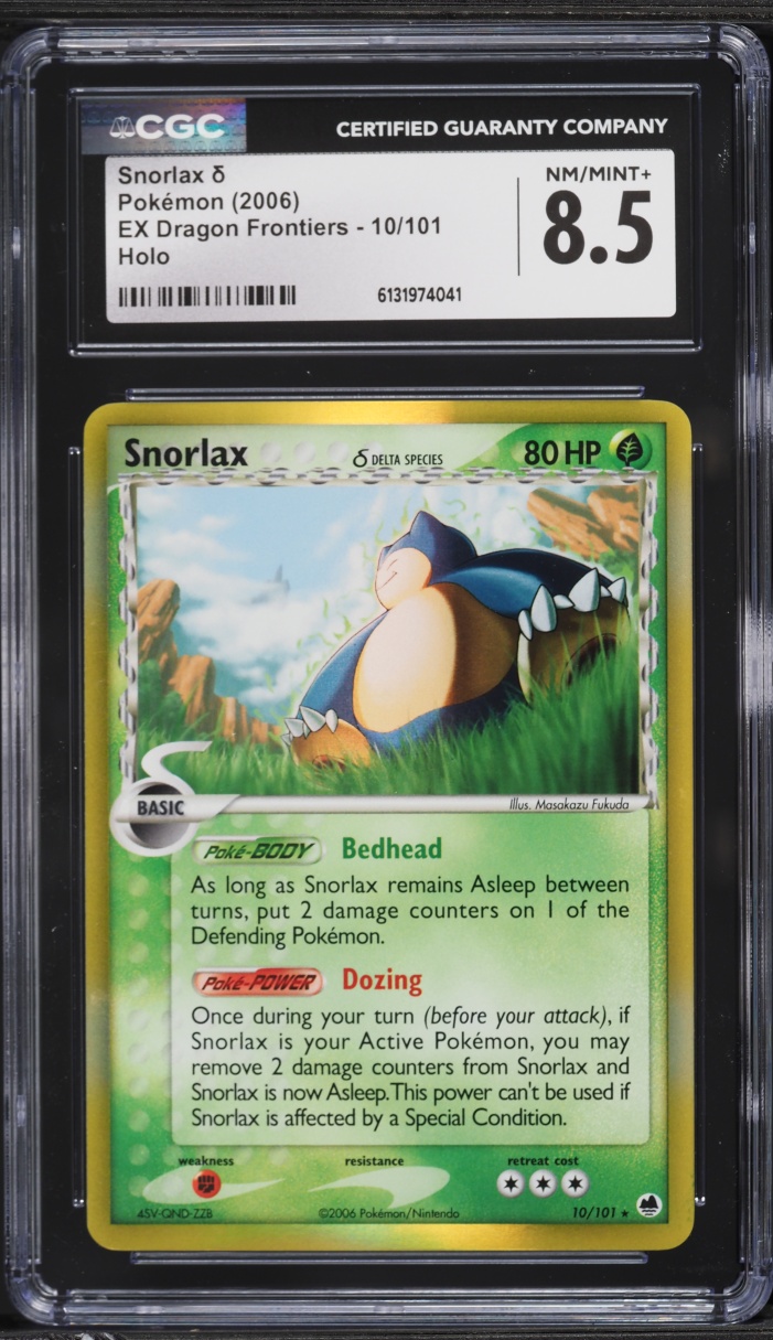 2006 Pokemon EX Dragon Frontiers Holo Snorlax #10 CGC 8.5 NM-MT+