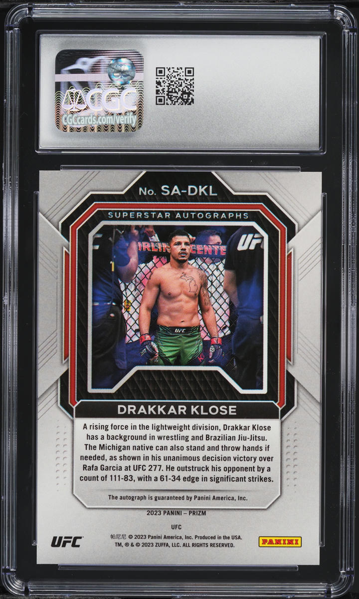 2023 Panini Prizm UFC Superstar Drakkar Klose ROOKIE AUTO