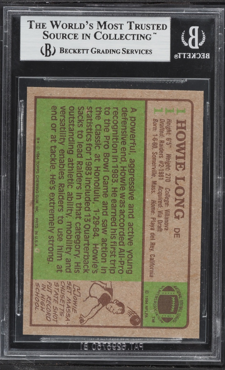 1984 Topps Football Howie Long ROOKIE #111 BGS 9 MINT
