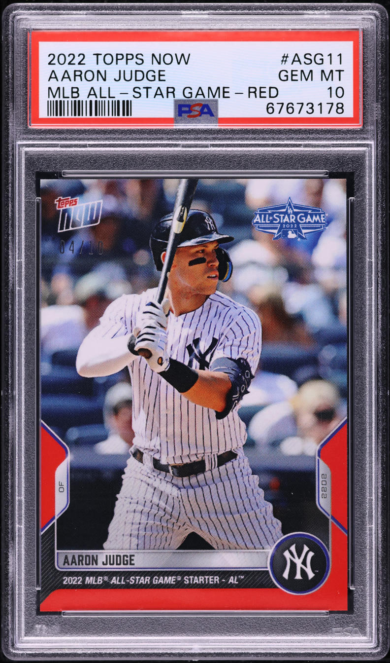 2022 Topps Now MLB All-Star Game Red Aaron Judge /10 #ASG11 PSA 10 GEM MINT