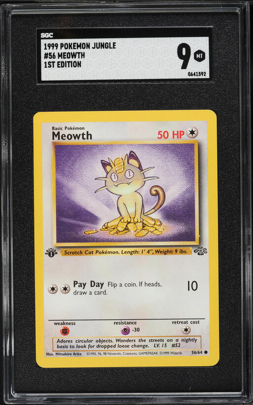 1999 Pokemon Jungle 1st Edition Meowth #56 PSA 10 GEM MINT on