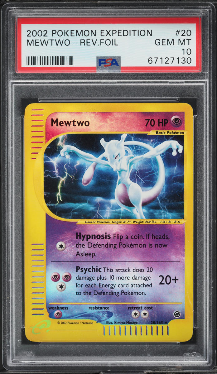 2002 Pokemon Expedition Reverse Holo Mewtwo #20 PSA 10 GEM MINT