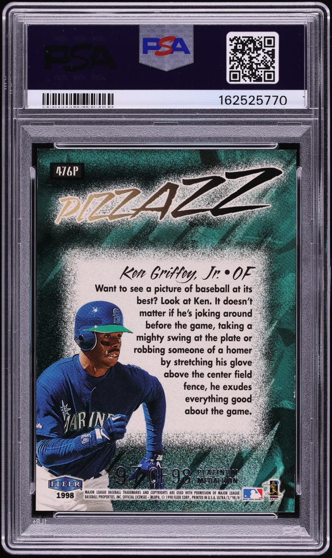 1998 Ultra Platinum Medallion Ken Griffey Jr. /98 #476P PSA 7 NRMT - Photo 2