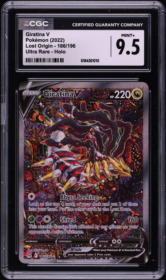 2022 Pokemon Sword & Shield Lost Origin Alt Art Giratina V #186 CGC 9.5 MINT+