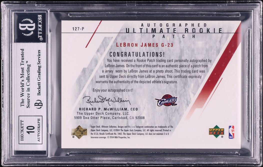 2003 Ultimate Collection Limited LeBron James ROOKIE PATCH AUTO /25 #127-P BGS 9