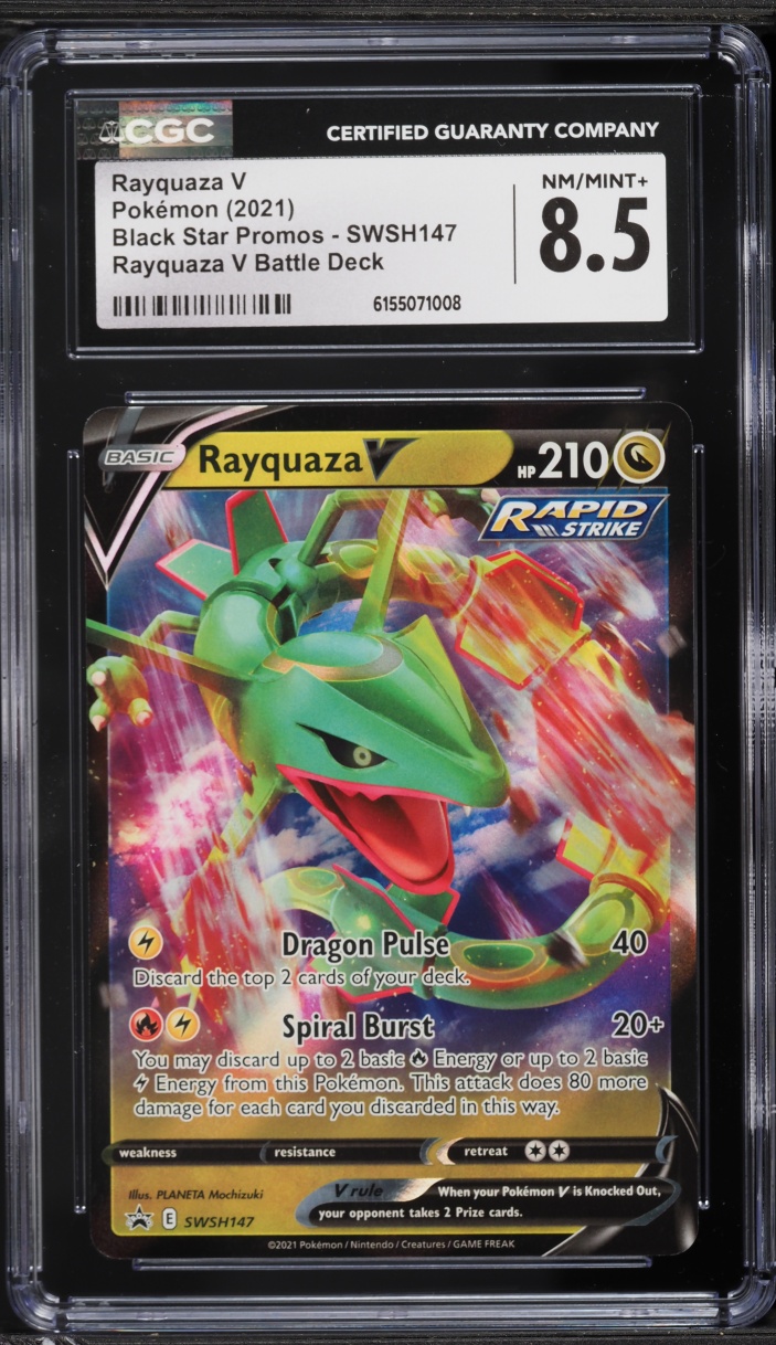 2021 Pokemon Sword & Shield Black Star Promo Battle Deck Rayquaza V #SWSH147 CGC 8.5 NM-MT+