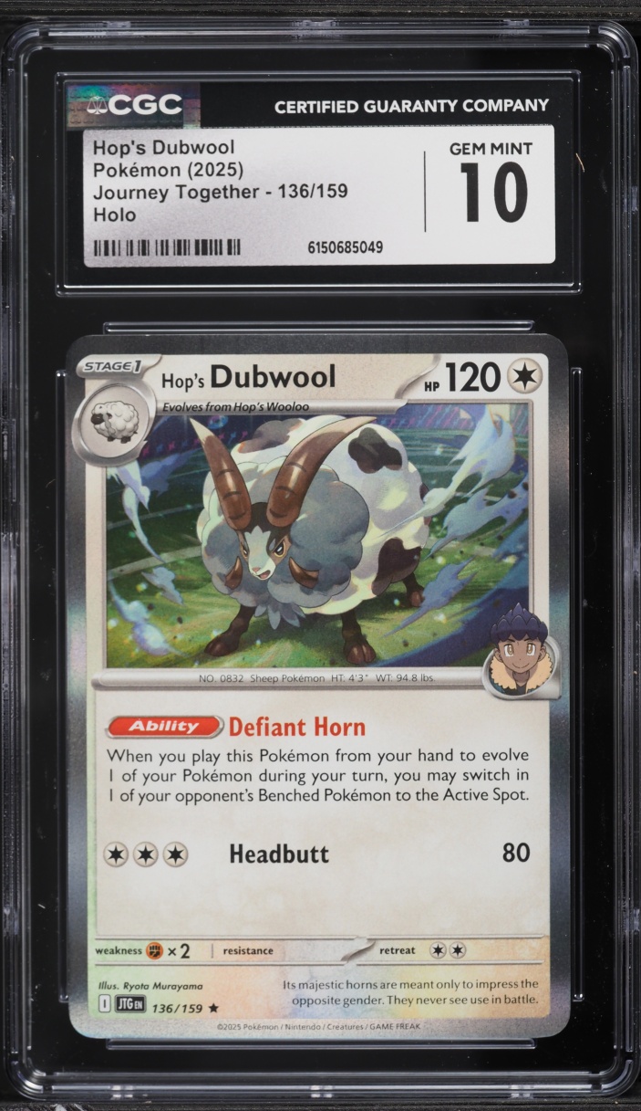 2025 Pokemon Scarlet & Violet Journey Together Holo Hop's Dubwool #136 CGC 10 GEM MINT