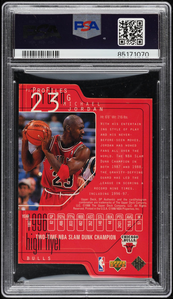 1997 SP Authentic Profiles III Michael Jordan /100 #P1 PSA 8 NM-MT