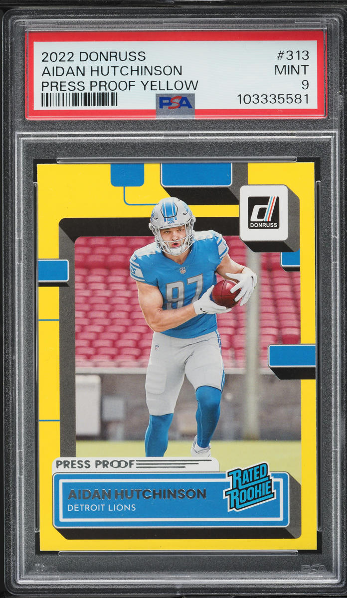 2022 Donruss Press Proof Yellow Aidan Hutchinson ROOKIE #313 PSA 9 MINT