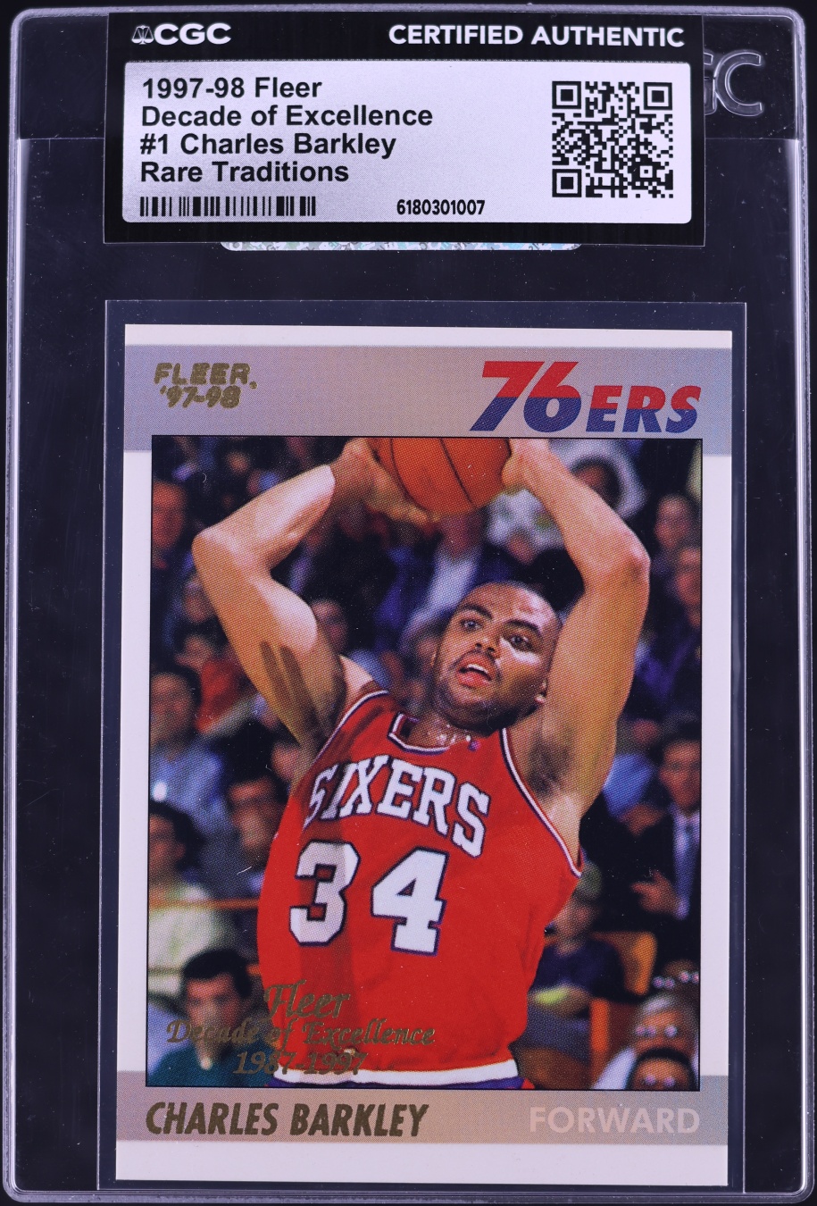 1997 Fleer Decade Of Excellence Rare Traditions Charles Barkley #1 CGC AUTH