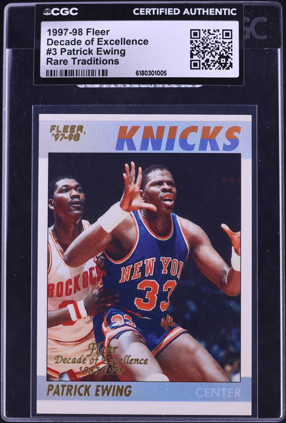 1997 Fleer Decade Of Excellence Rare Traditions Patrick Ewing #3 CGC AUTH