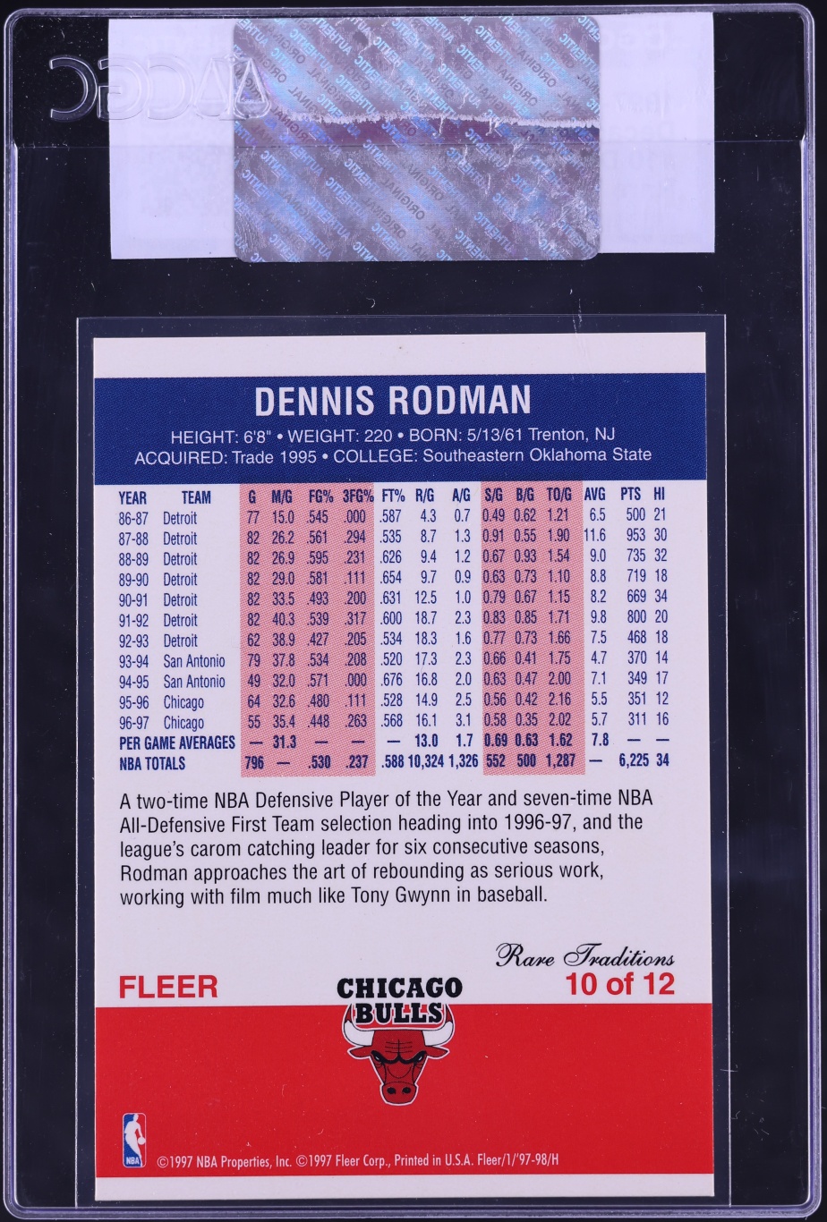 1997 Fleer Decade Of Excellence Rare Traditions Dennis Rodman #10 CGC AUTH - Photo 2