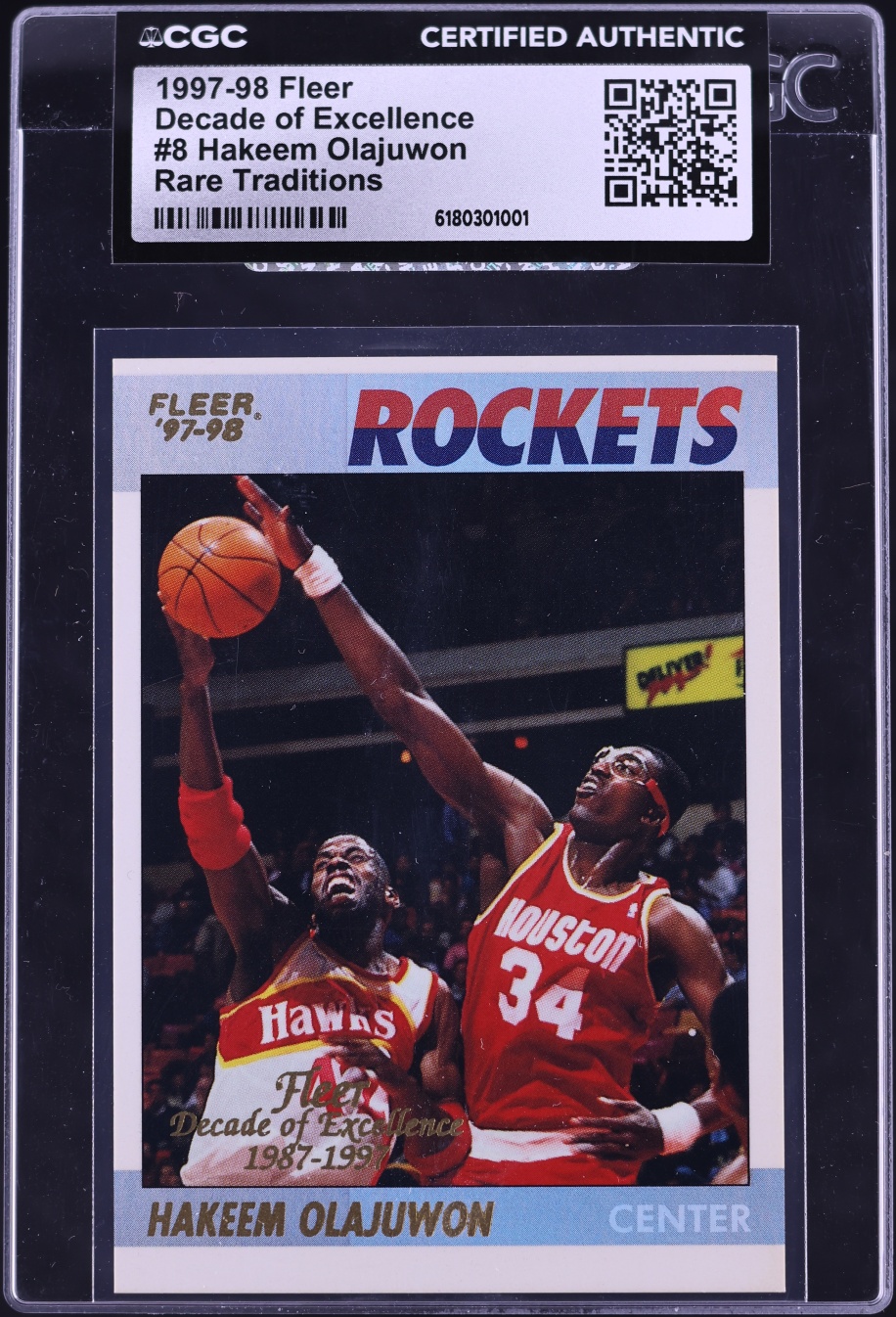 1997 Fleer Decade Of Excellence Rare Traditions Hakeem Olajuwon #8 CGC AUTH