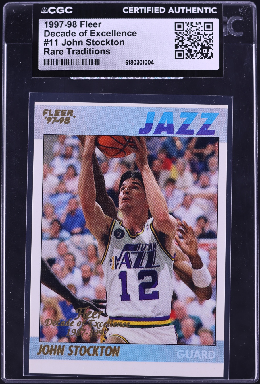 1997 Fleer Decade Of Excellence Rare Traditions John Stockton #11 CGC AUTH