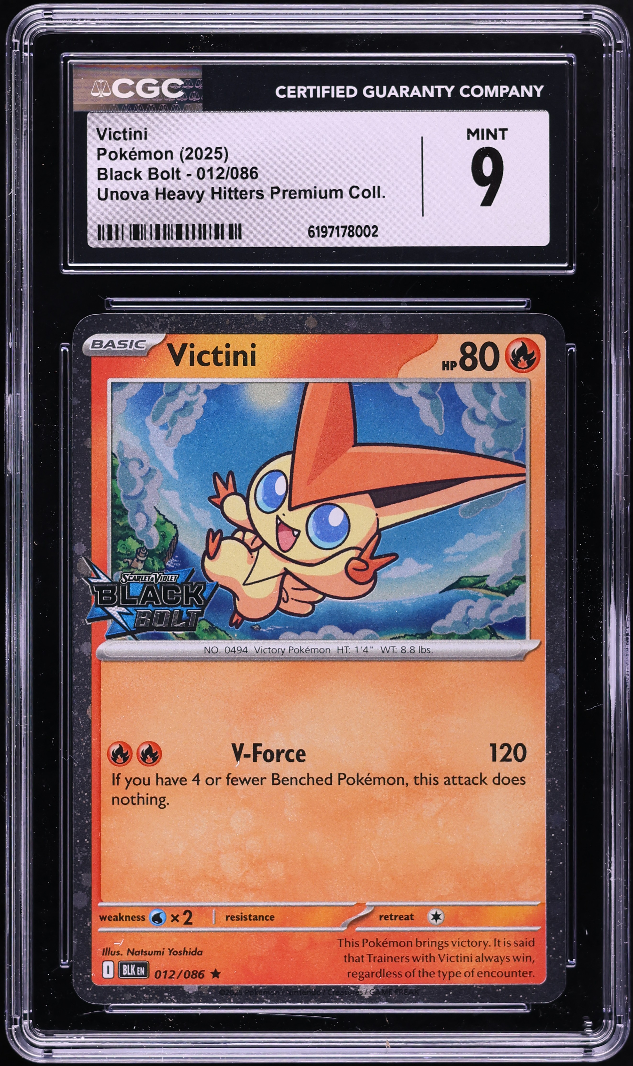2025 Pokemon Scarlet & Violet Black Bolt Unova Heavy Hitters Premium Victini #12 CGC 9 MINT