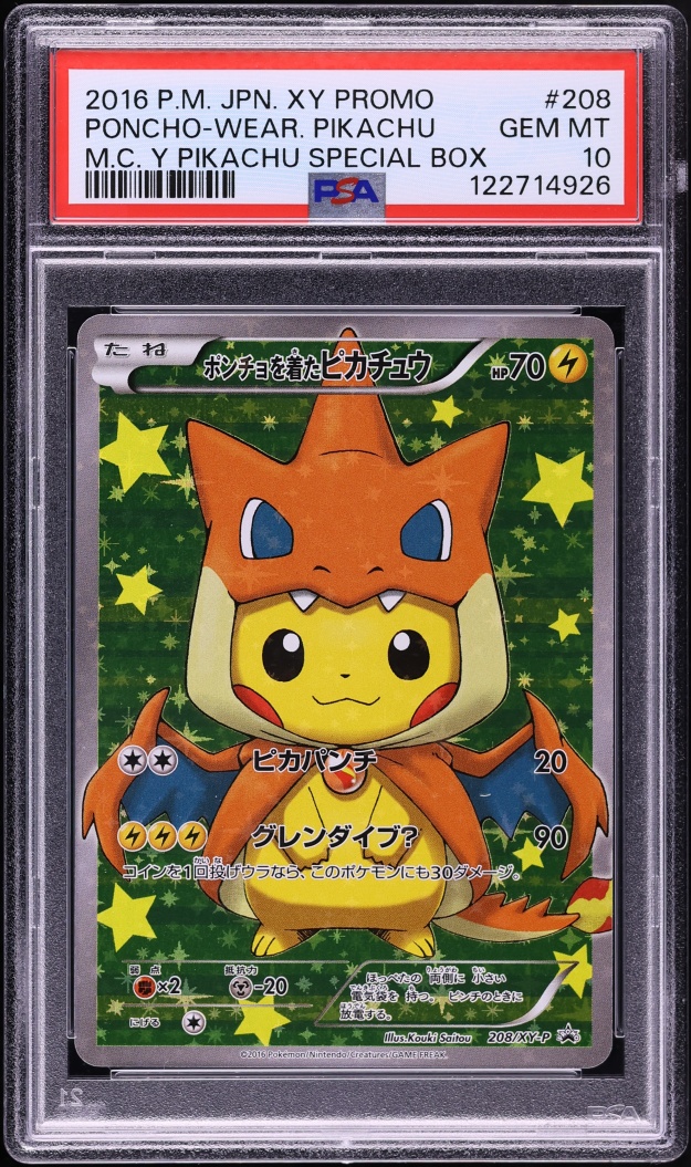 2016 Pokemon Japanese XY Promo Special Box M Charizard Y Poncho Pikachu #208 PSA 10 GEM MINT
