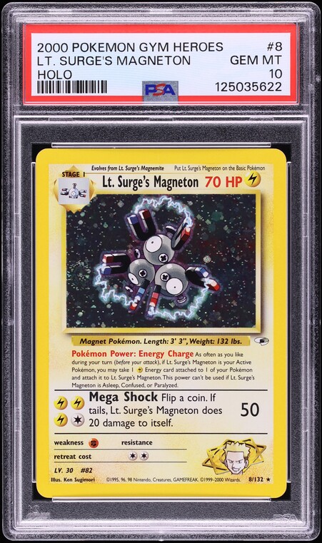 2000 Pokemon Gym Heroes Holo Lt. Surge's Magneton #8 PSA 10 GEM MINT