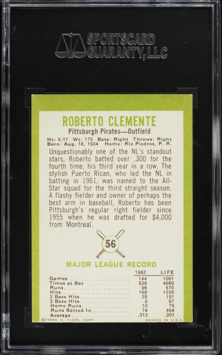 1963 Fleer Roberto Clemente #56 SGC 4 VGEX