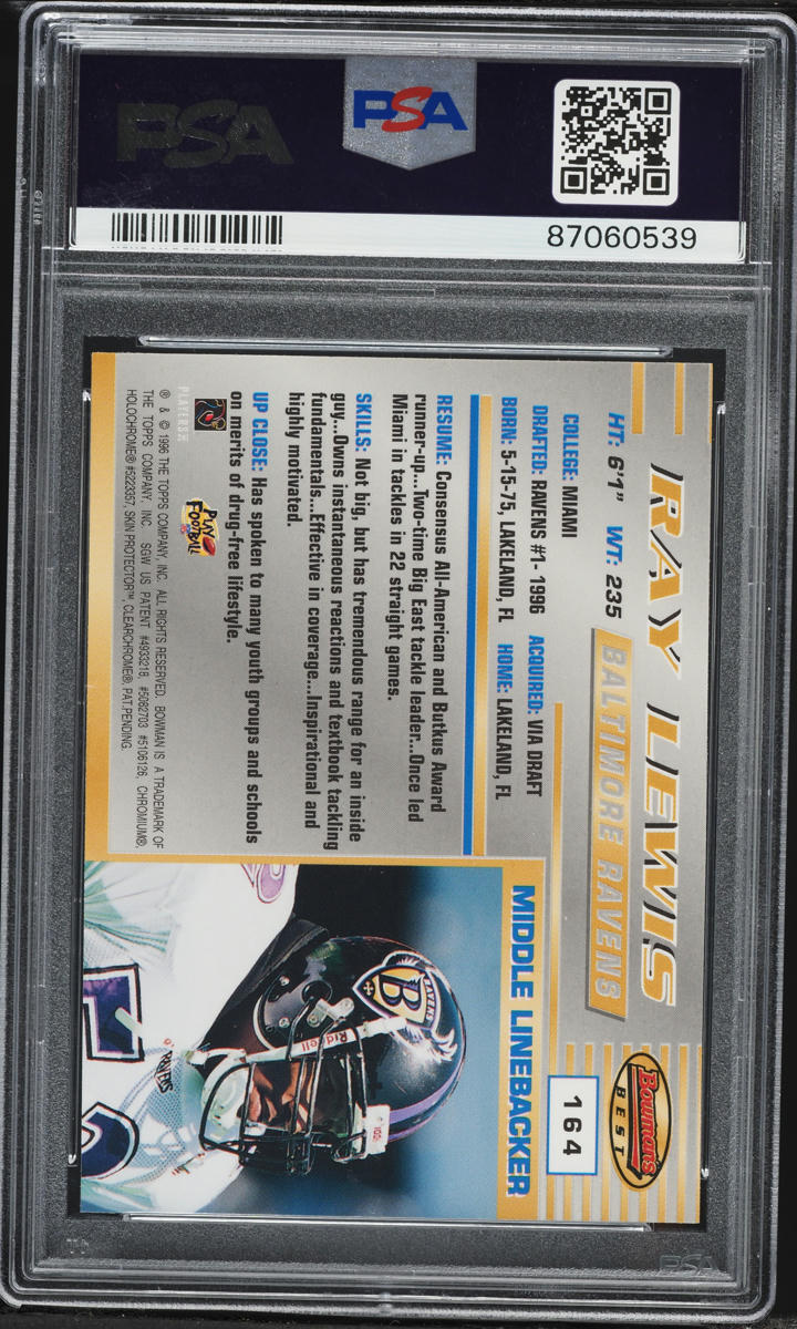 1996 Bowman's Best Ray Lewis ROOKIE #164 PSA 10 GEM MINT