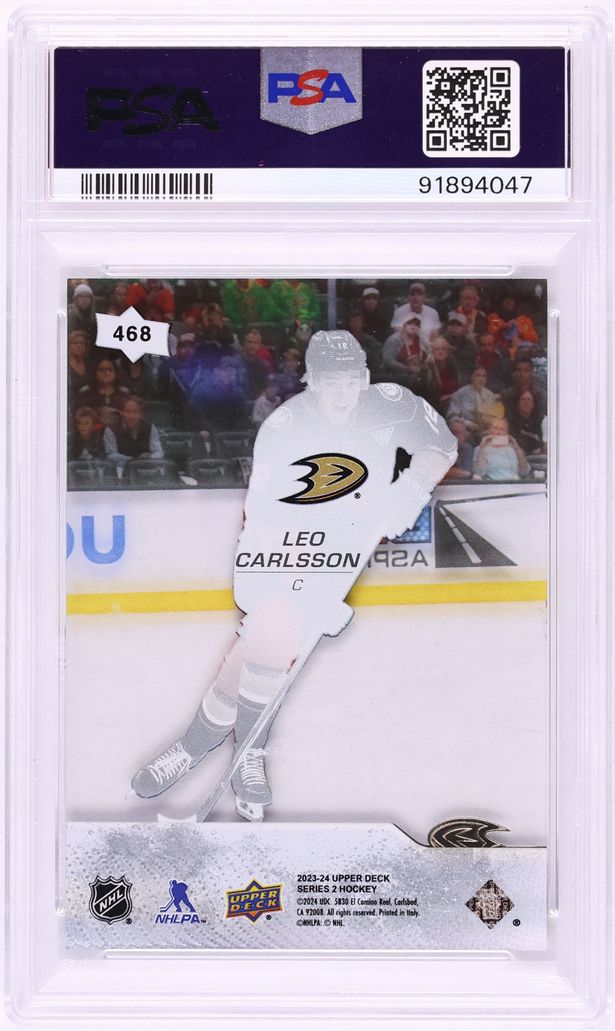2023 Upper Deck Clear Cut Young Guns Leo Carlsson ROOKIE #468 PSA 9 MINT