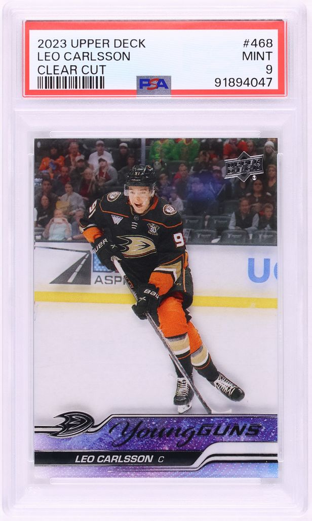 2023 Upper Deck Clear Cut Young Guns Leo Carlsson ROOKIE #468 PSA 9 MINT
