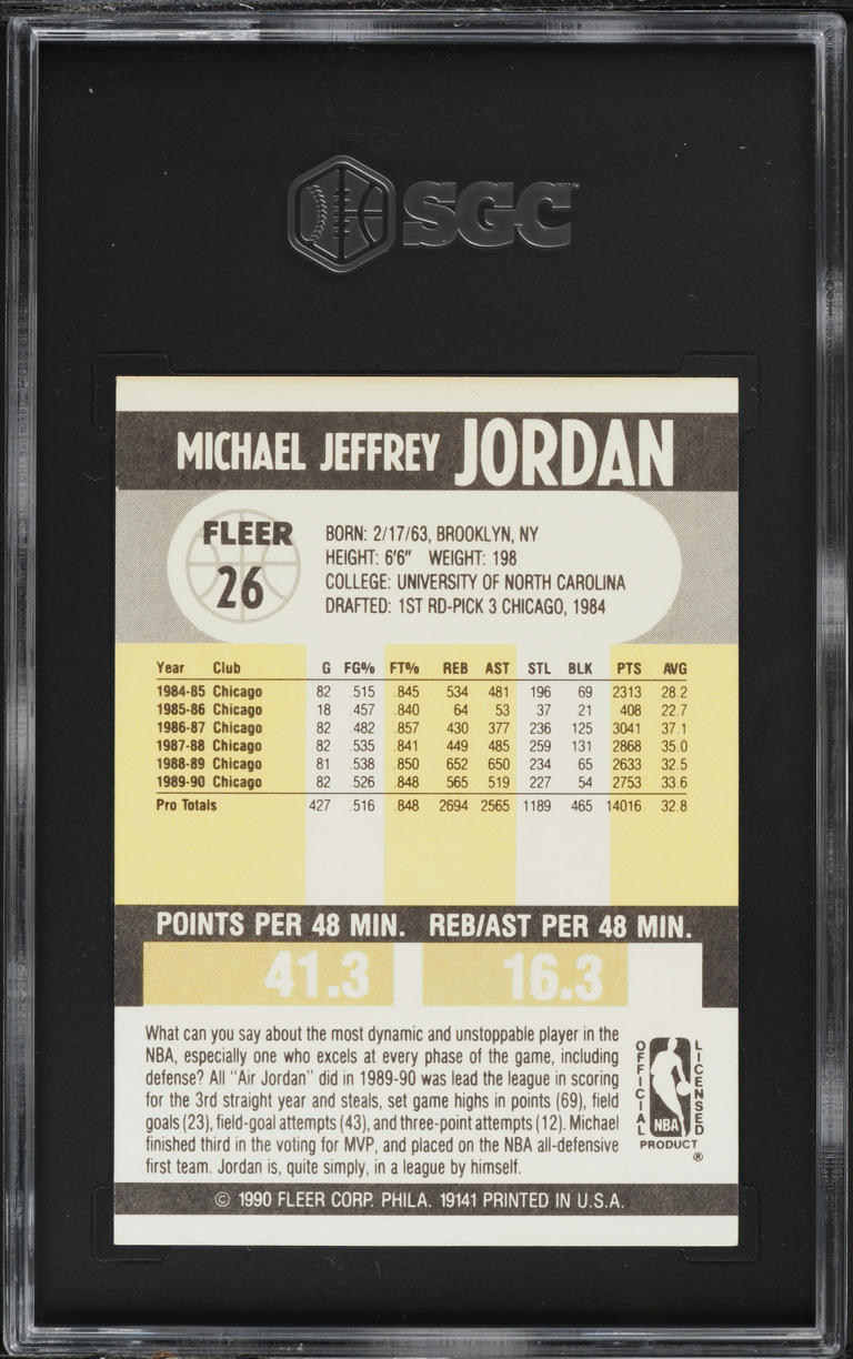 1990 Fleer Basketball Michael Jordan #26 SGC 8 NM-MT