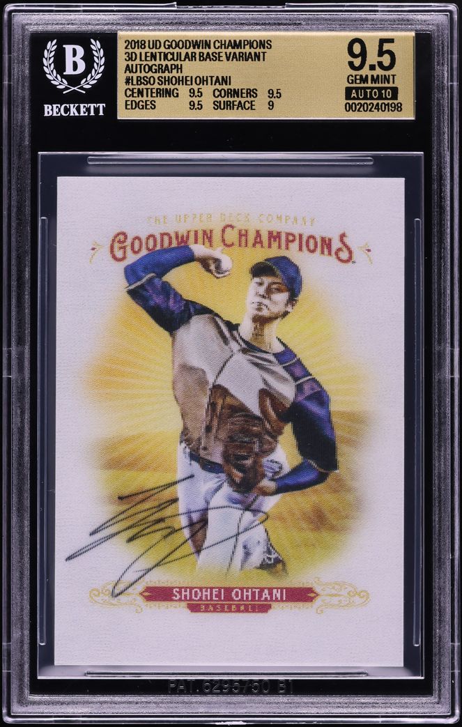 2018 UD Goodwin Champions 3D Lenticular Base Variant Shohei Ohtani ROOKIE AUTO #LBSO BGS 9.5