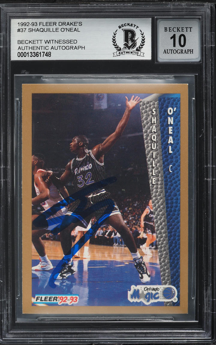 1992 Fleer Drake's Shaquille O'Neal ROOKIE AUTO #37 BAS BGS AUTH