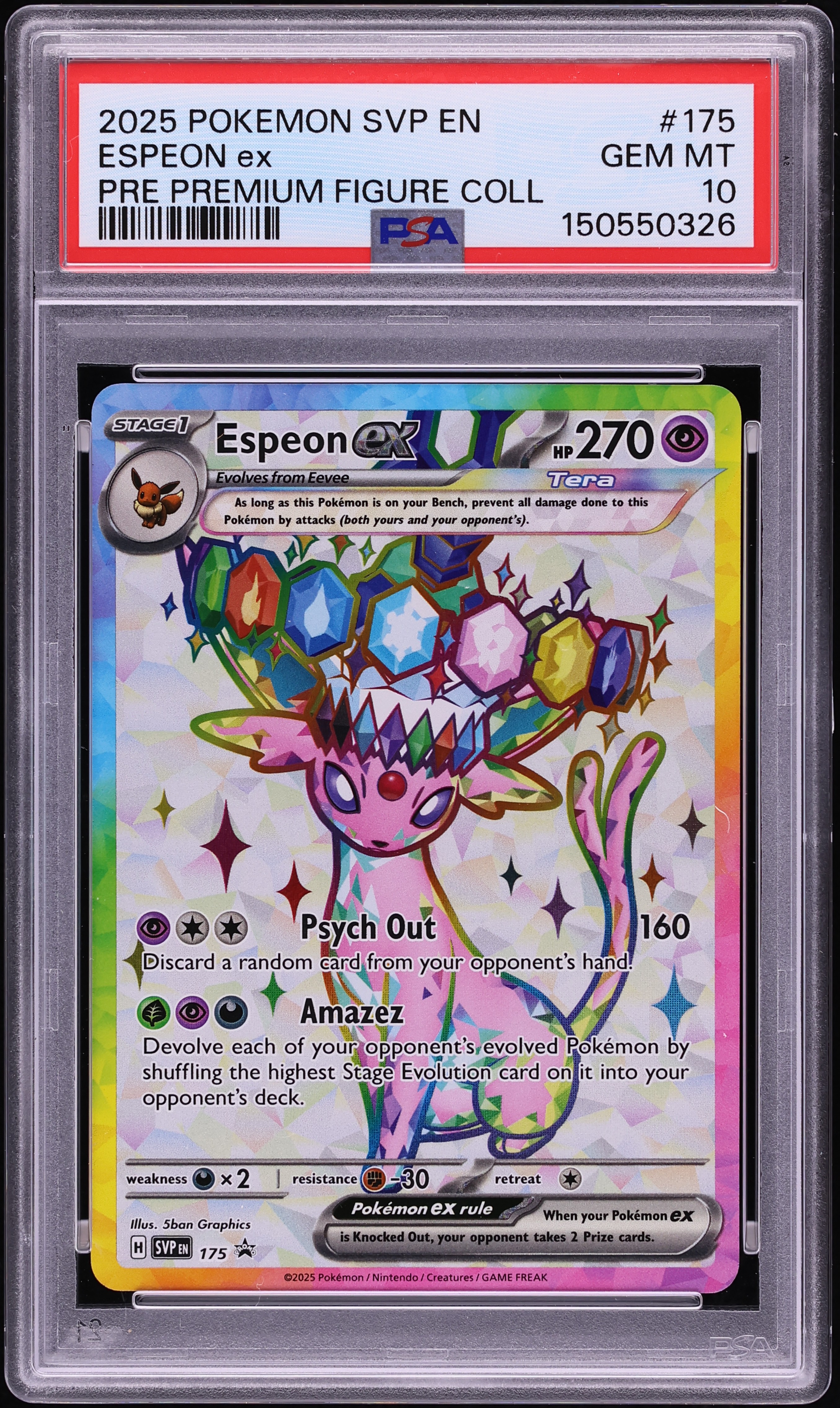 2025 Pokemon SV Promo Prismatic Evolutions Premium Figure Full Art Espeon ex #175 PSA 10 GEM