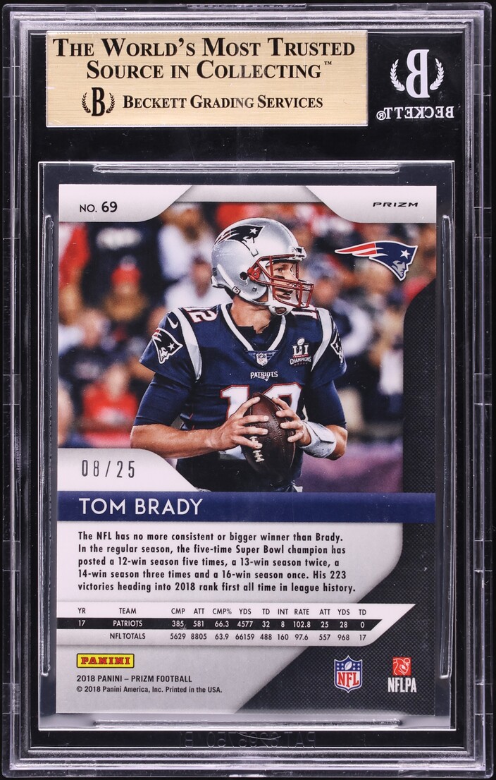 2018 Panini Prizm Camo Tom Brady /25 #69 BGS 9.5 GEM MINT - Photo 2