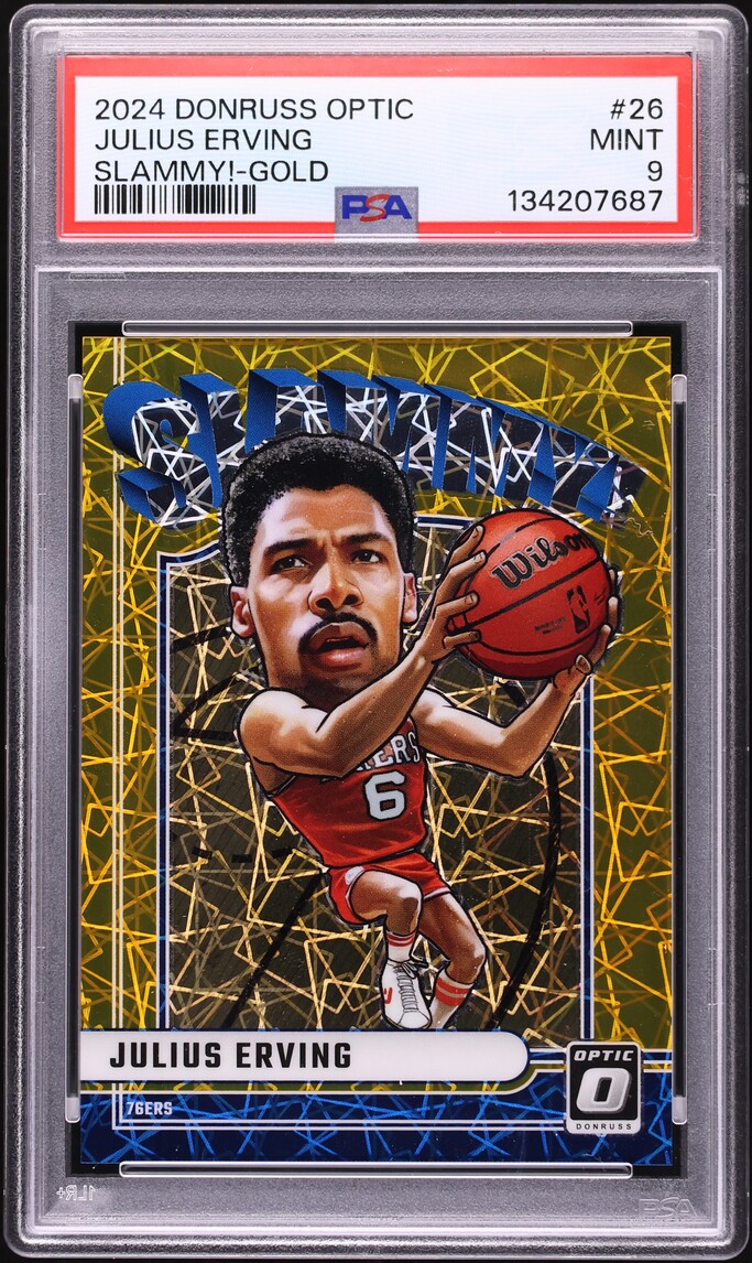 2024 Donruss Optic Slammy! Gold Julius Erving /10 #26 PSA 9 MINT - Photo 1