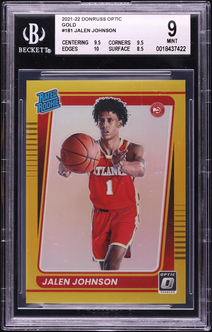 2021 Donruss Optic Gold Jalen Johnson ROOKIE /10 #181 BGS 9 MINT - Photo 1