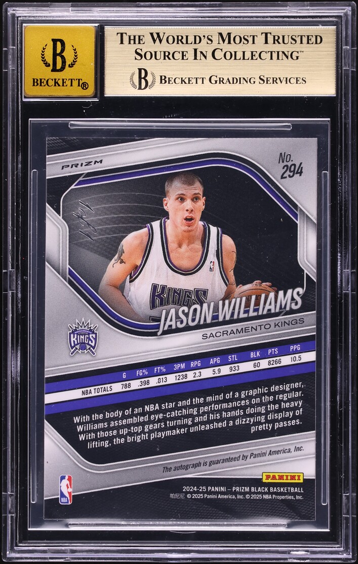 2024 Panini Prizm Black Nebula FOTL Jason Williams AUTO 1/1 #294 BGS 9.5 GEM MINT - Photo 2
