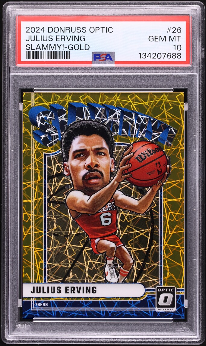 2024 Donruss Optic Slammy! Gold Julius Erving /10 #26 PSA 10 GEM MINT - Photo 1