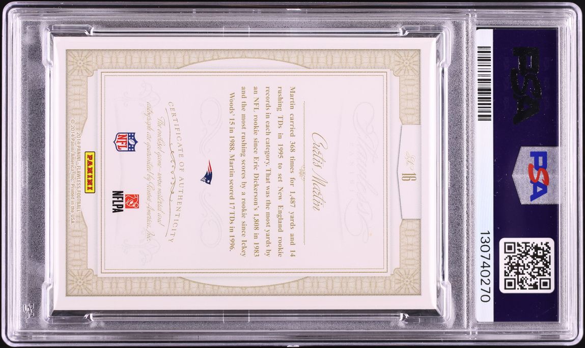 2014 Panini Flawless Greats Curtis Martin PATCH AUTO /25 #16 PSA 10 GEM MINT - Photo 2