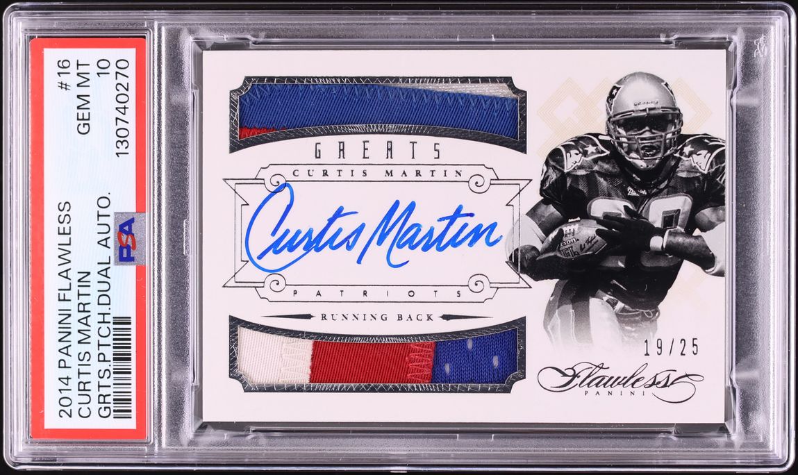 2014 Panini Flawless Greats Curtis Martin PATCH AUTO /25 #16 PSA 10 GEM MINT - Photo 1