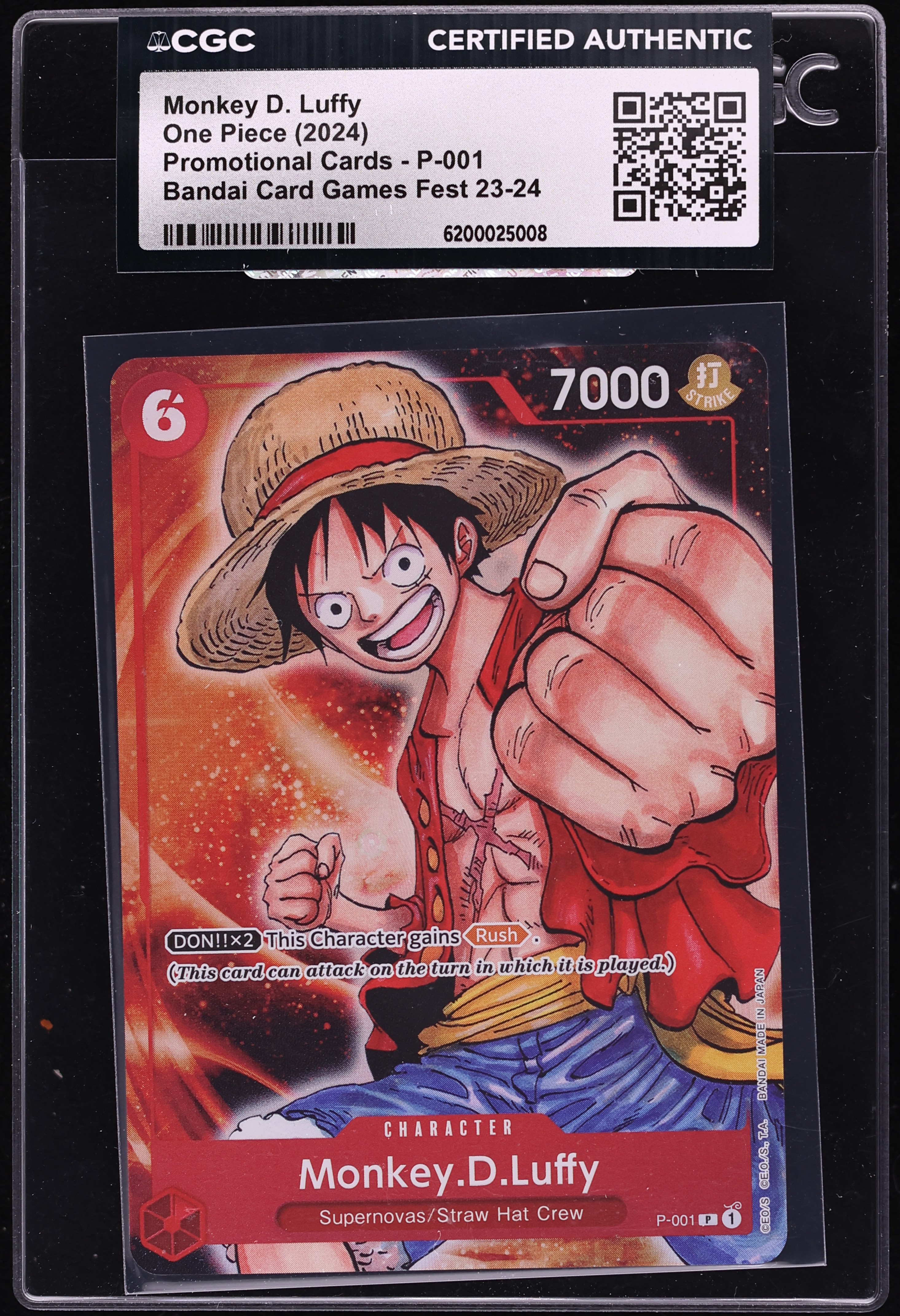2024 One Piece Promo Bandai Games Fest Monkey D. Luffy #P-001 CGC AUTH