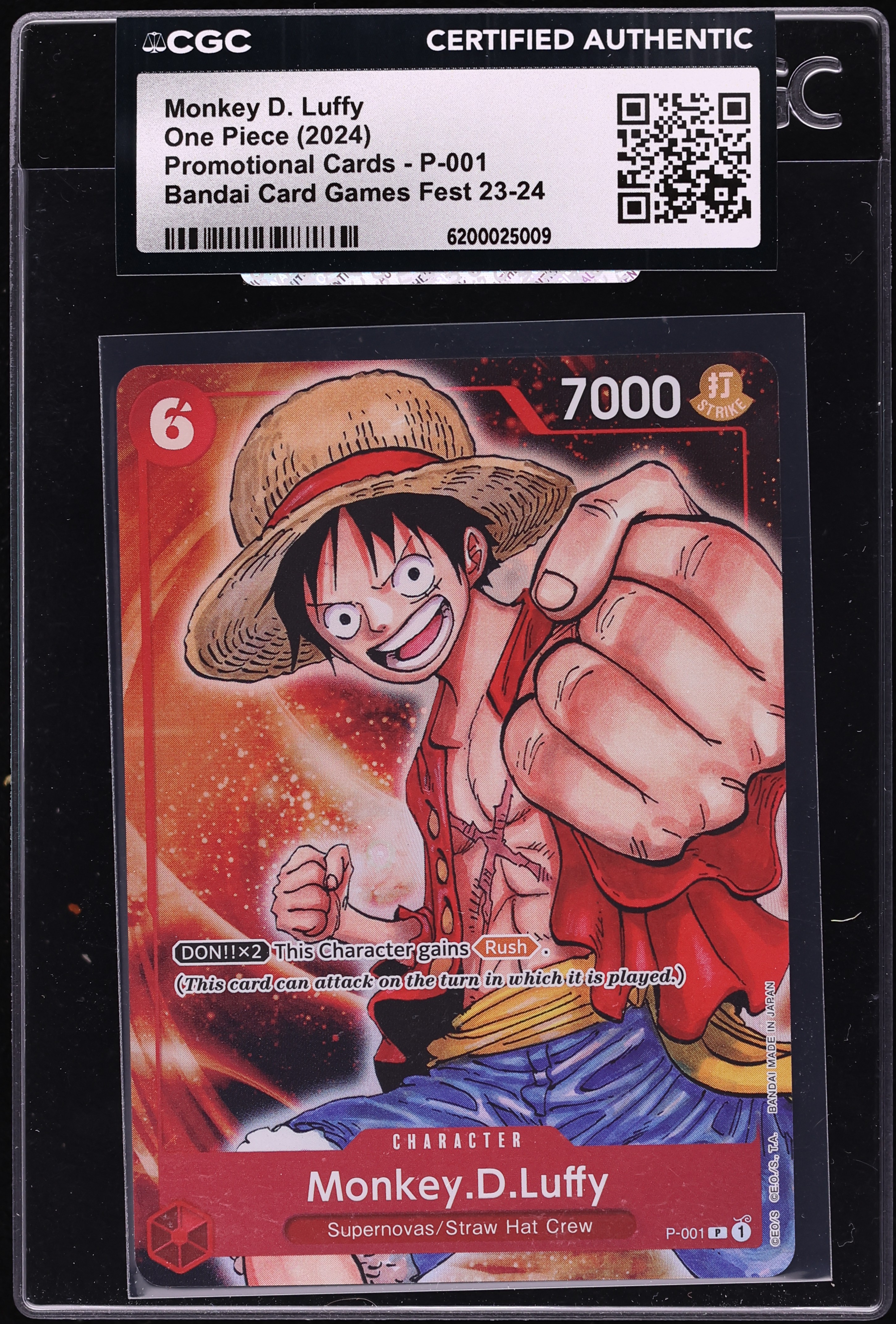 2024 One Piece Promo Bandai Games Fest Monkey D. Luffy #P-001 CGC AUTH