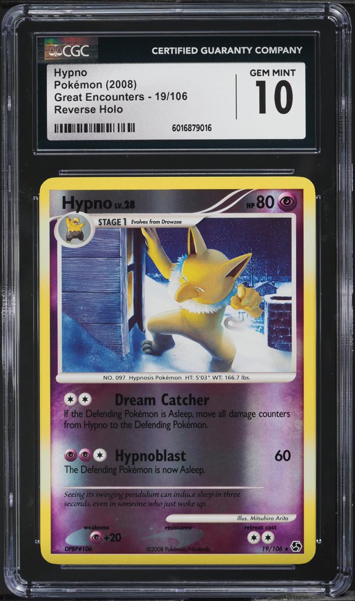 2008 Pokemon DP Great Encounters Reverse Holo Hypno #19 CGC 10 GEM MINT