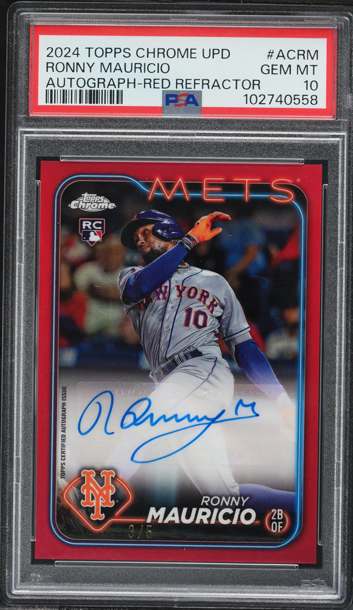 2024 Topps Chrome Update Red Refractor Ronny Mauricio ROOKIE AUTO /5 #AC-RM PSA 10 GEM MINT