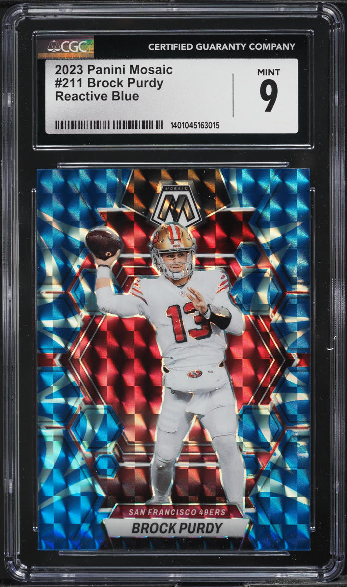 2023 Panini Mosaic Reactive Blue Brock Purdy #211 CGC 9 MINT