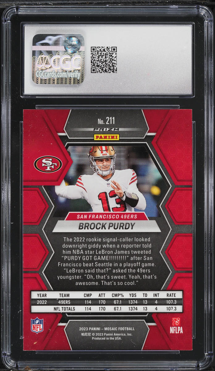 2023 Panini Mosaic Reactive Blue Brock Purdy #211 CGC 9 MINT