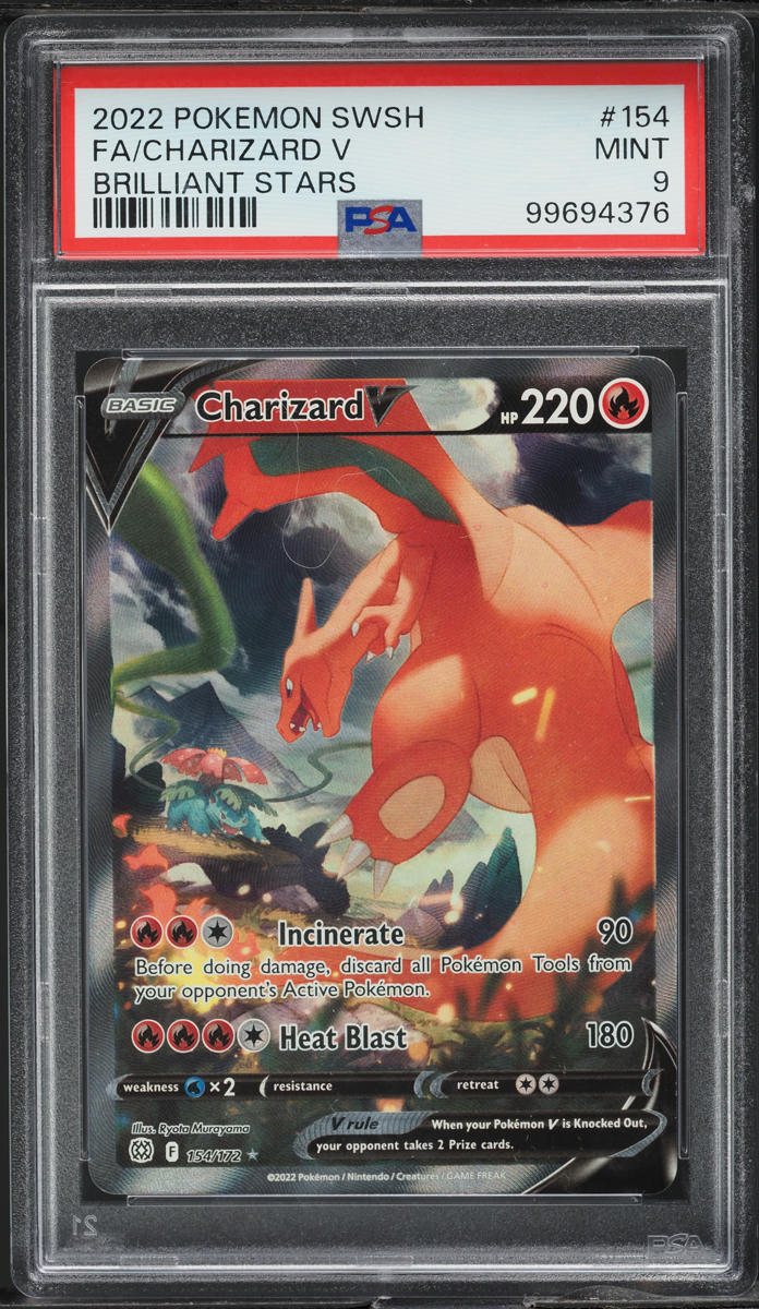 2022 Pokemon SWSH Brilliant Stars Full Art Charizard V #154 PSA 9 MINT