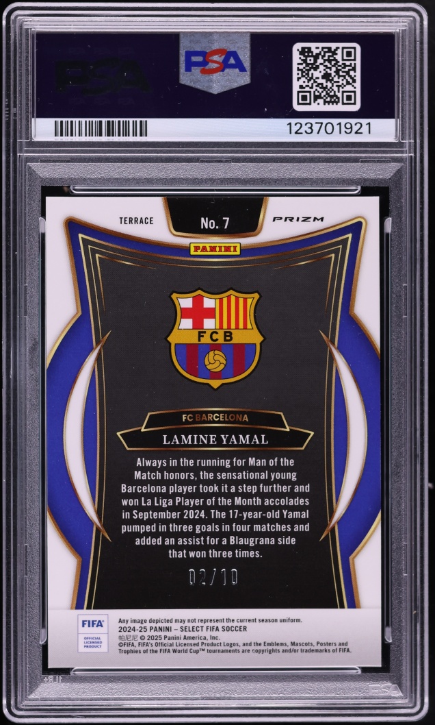 2024 Select FIFA Terrace Gold Mojo Lamine Yamal /10 #7 PSA 10 GEM MINT - Photo 2
