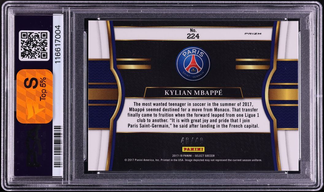 2017 Select Field Level Copper Prizm Kylian Mbappe ROOKIE /49 #224 PSA 10 GEM MINT - Photo 2