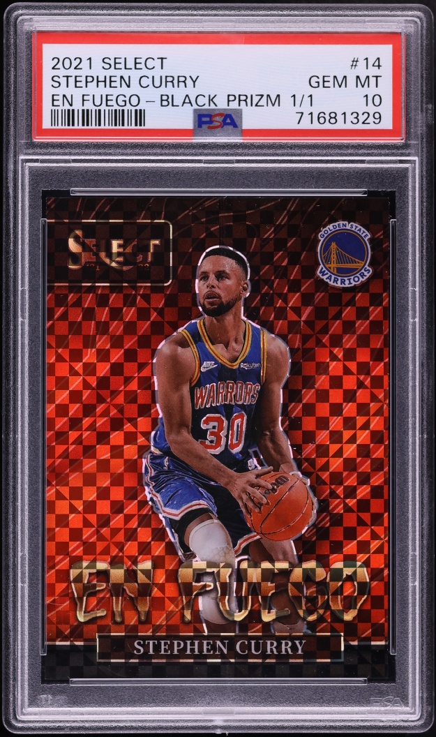 2021 Select En Fuego Black Prizm Stephen Curry 1/1 #14 PSA 10 GEM MINT